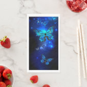 Serviette En Papier Morpho Butterfly in the Dark Background (En situation)