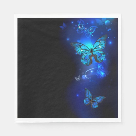 Serviette En Papier Morpho Butterfly in the Dark Background (Devant)