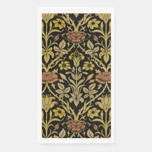 Serviette En Papier Morris Arrière - plan noir Rose et Motif de fleurs