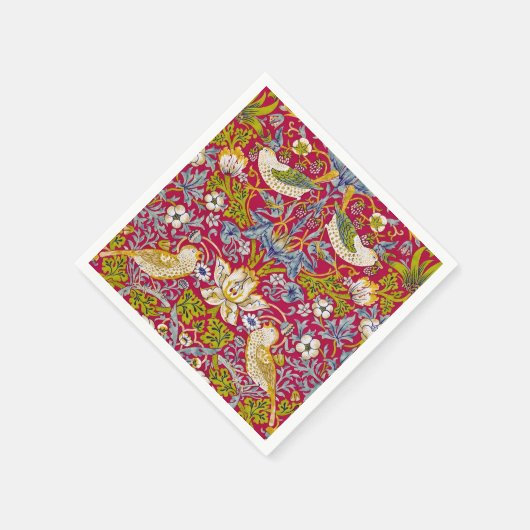 Serviette En Papier Morris Red Arrière - plan Strawberry Thief Motif (Coin)