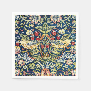 Serviette En Papier Morris Strawberry Thief Jaune Ivoire Ardoise Bleu