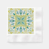 Serviette En Papier Morris Vin jaune Turquoise & Motif Fleur (Devant)