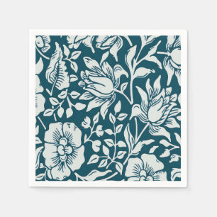 Serviette En Papier Morris Vintage bleu & blanc motif floral
