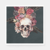 Serviette En Papier Mort florale noire, serviettes d'anniversaire goth (Devant)