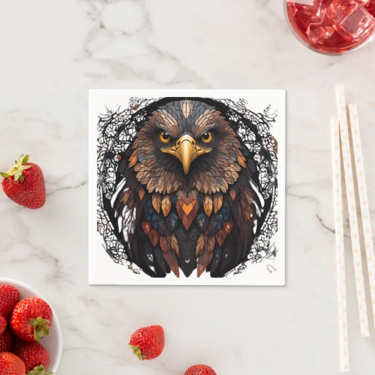 Serviette En Papier Mosaic Eagle Portrait Coussin rond (En situation)