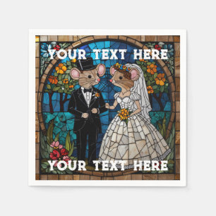 Serviette En Papier Mosaic Souris Mariage Couple Effet De Verre Tiré.