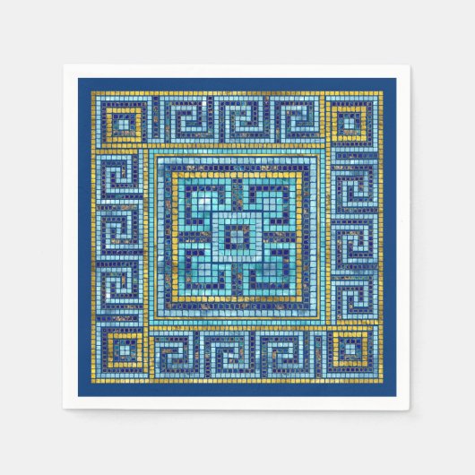 Serviette En Papier Mosaic Tile Greek Meander Key (Devant)