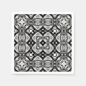 Serviette En Papier Mosaïque arabesque Motif Carrelage noir et blanc (Devant)