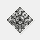 Serviette En Papier Mosaïque arabesque Motif Carrelage noir et blanc (Coin)