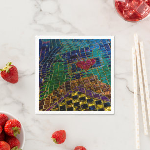 Serviette En Papier Mosaïque colorée avec cœur rouge