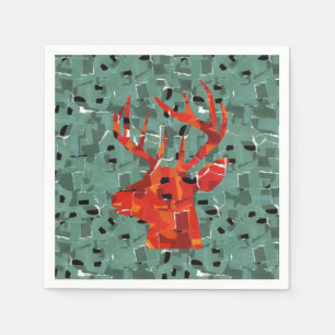 Serviette En Papier Mosaïque de silhouette de tête de cerf