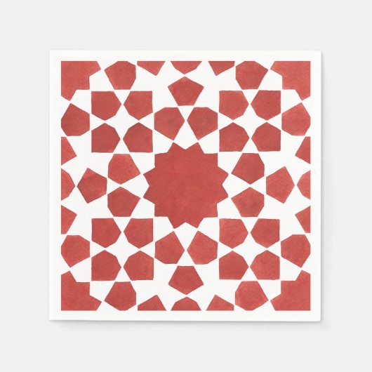 Serviette En Papier mosaïque marocaine rouge MAMLUK (Devant)