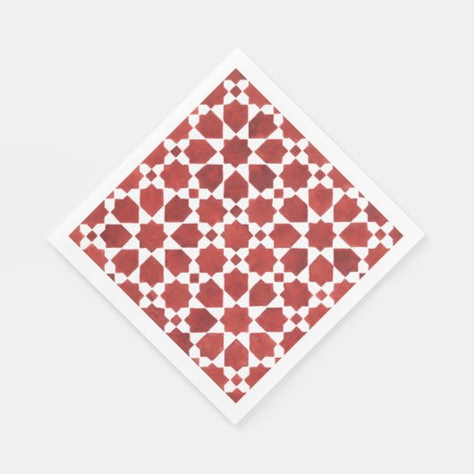 Serviette En Papier Mosaïque marocaine rouge ROSETTE (Coin)