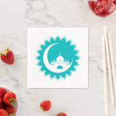 Serviette En Papier Mosquée blanche en Crescent Moon Ramadan, bleu (En situation)