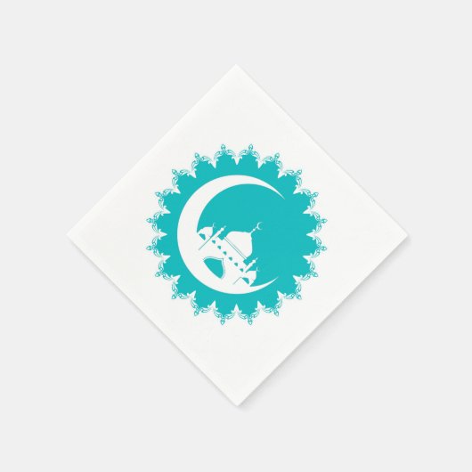 Serviette En Papier Mosquée blanche en Crescent Moon Ramadan, bleu (Coin)
