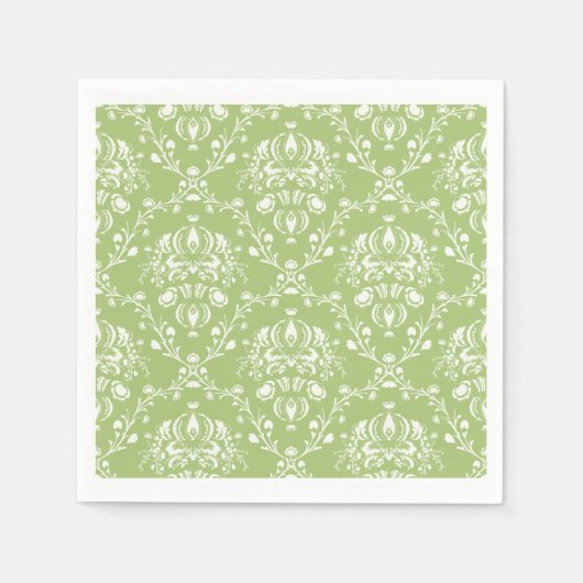 Serviette En Papier Moss Green Damask (Devant)