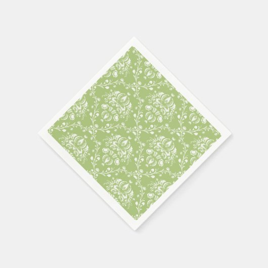 Serviette En Papier Moss Green Damask (Coin)