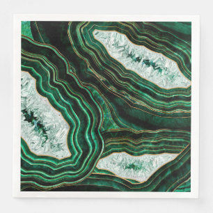 Serviette En Papier Moss Green Geode et Crystals Art numérique