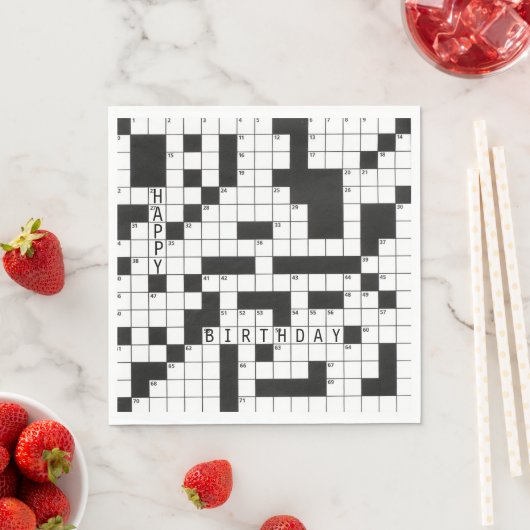 Serviette En Papier mot croisé puzzle pour la fête d'anniversaire (En situation)