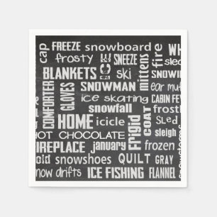 Serviette En Papier Mot d'hiver Cloud sur tableau noir