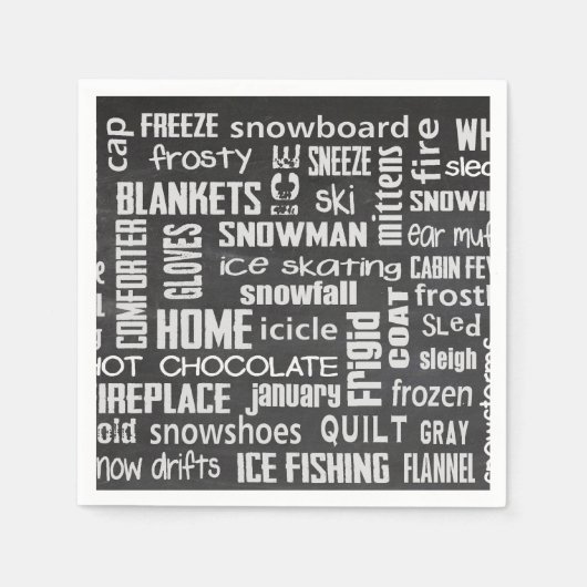 Serviette En Papier Mot d'hiver Cloud sur tableau noir (Devant)