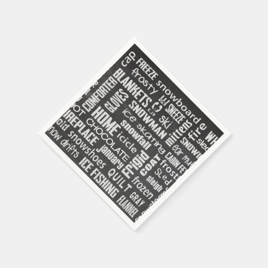 Serviette En Papier Mot d'hiver Cloud sur tableau noir (Coin)