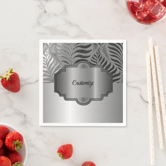 Serviette En Papier Motif 3 feuille d'argent personnalisé (En situation)