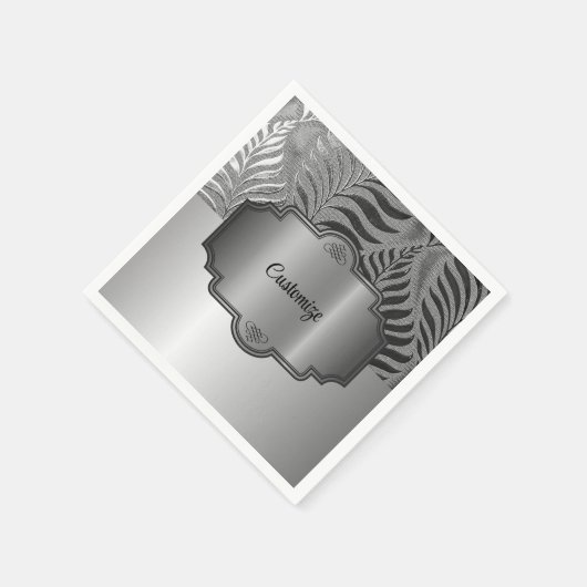 Serviette En Papier Motif 3 feuille d'argent personnalisé (Coin)