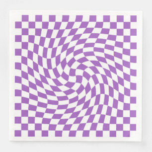 Serviette En Papier Motif à carreaux à damier à carreaux violets et bl