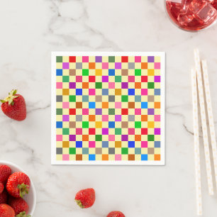 Serviette En Papier Motif à carreaux coloré jaune