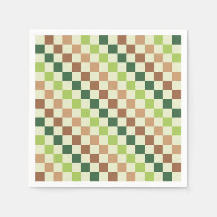 Serviette En Papier Motif à carreaux diagonaux arc-en-ciel terreux