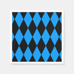 Serviette En Papier Motif à carreaux diamants Harlequin noir bleu