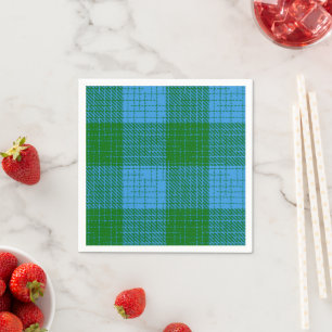 Serviette En Papier Motif à carreaux et hachures bleu et vert 