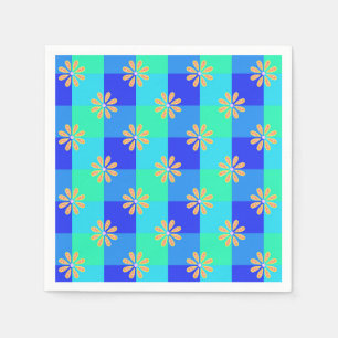 Serviette En Papier Motif à carreaux Fleur Rétro Jaune