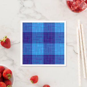 Serviette En Papier Motif à carreaux gras et hachures bleues