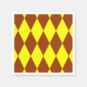 Serviette En Papier Motif à carreaux Harlequin jaune marron