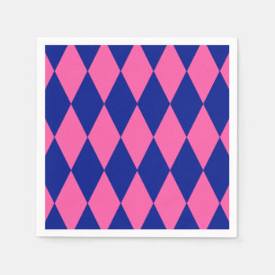 Serviette En Papier Motif à carreaux Harlequin rose et bleu