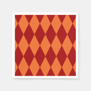 Serviette En Papier Motif à carreaux Harlequin rouge et orange