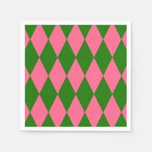 Serviette En Papier Motif à carreaux Harlequin vert rose