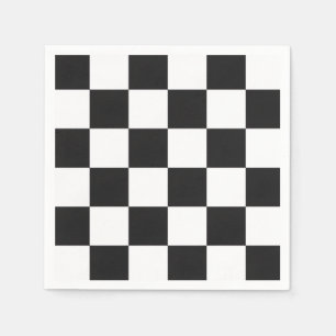 Serviette En Papier Motif à carreaux noir et blanc sophistiqué