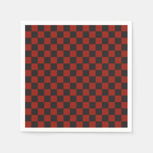 Serviette En Papier Motif à carreaux noir et rouge profond