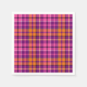 Serviette En Papier Motif à carreaux Tartan Orange Rose Violet 