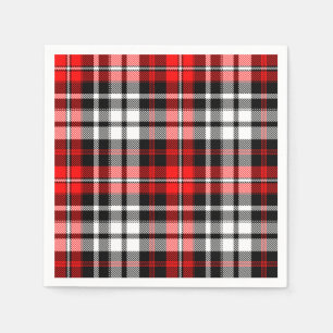 Serviette En Papier Motif à carreaux tartan rouge noir blanc Design 