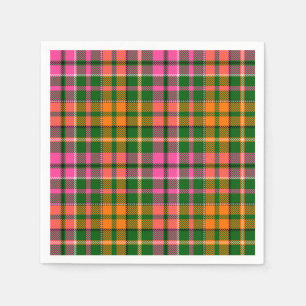 Serviette En Papier Motif à carreaux tartan vert rose orange