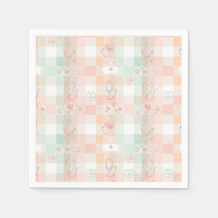 Serviette En Papier Motif à carreaux Vie d'infirmière pastel