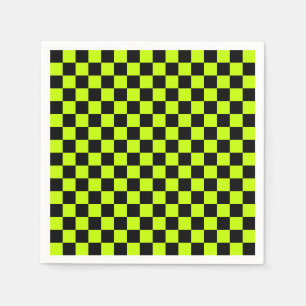 Serviette En Papier Motif à damier vert acide et noir