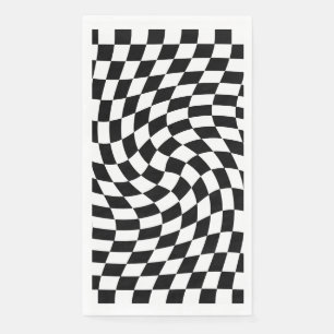 Serviette En Papier Motif À damiers dépoli noir et blanc