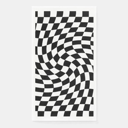 Serviette En Papier Motif À damiers dépoli noir et blanc (Devant)