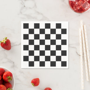 Serviette En Papier Motif À damiers noir et blanc sophistiqué