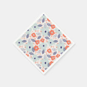 Serviette En Papier Motif à fleurs moderne orange et bleu (Coin)